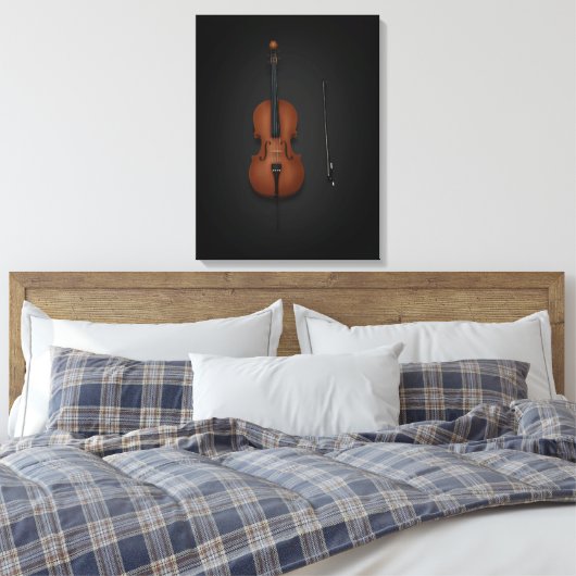Cello & Bow Side-by-side op 18x24 Black Canvas Afdruk (Insitu (Slaapkamer))