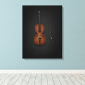 Cello & Bow Side-by-side op 18x24 Black Canvas Afdruk (Insitu (Houten vloer))
