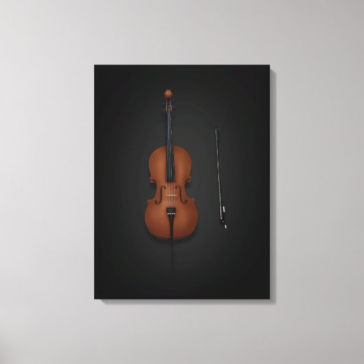 Cello & Bow Side-by-side op 18x24 Black Canvas Afdruk (Voorkant)
