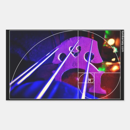 cello brug en snaren met Fibonacci spiraal Rechthoekige Sticker (Voorkant)