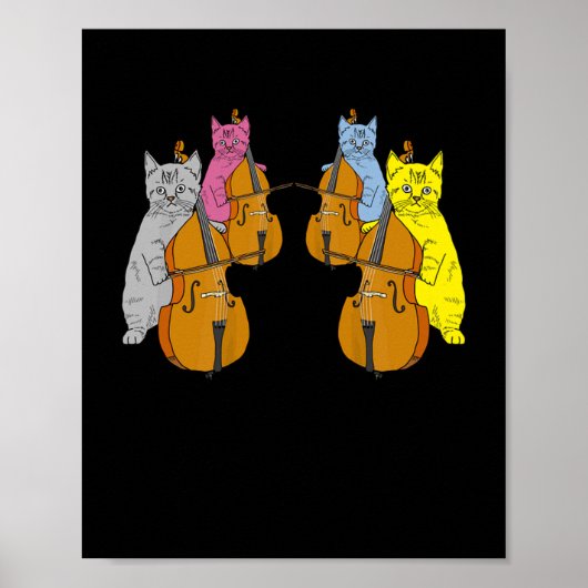 Cello Cats Violin Violin Musicians Muziek Poster (Voorkant)