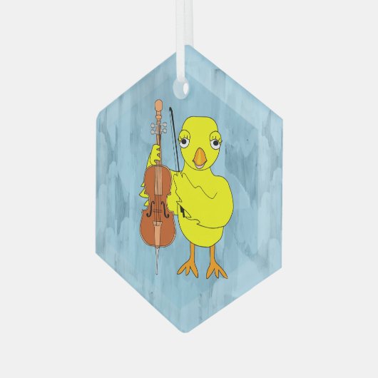 Cello Chick Glas Ornament (Voorkant links)