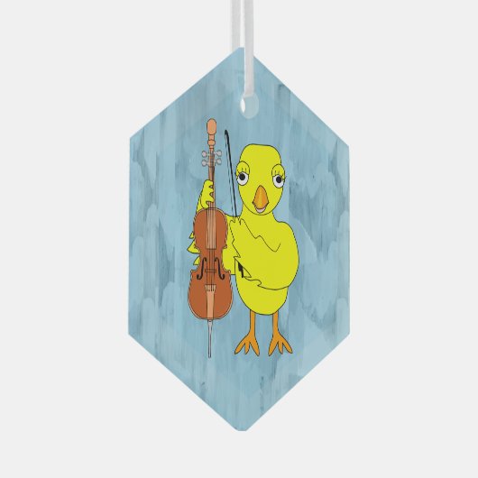 Cello Chick Glas Ornament (Voorkant Rechts)