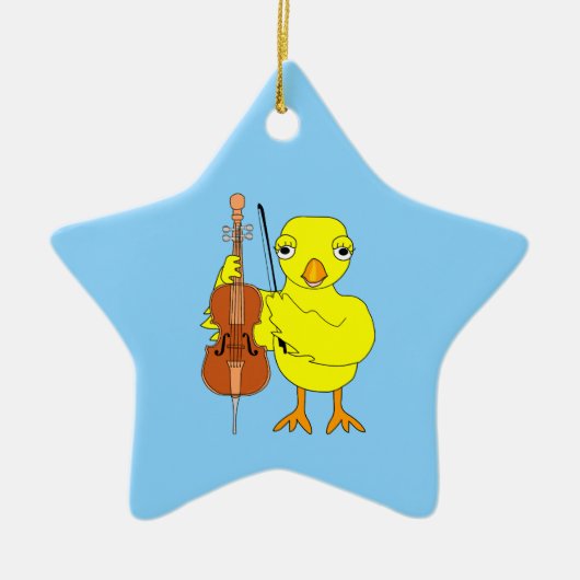 Cello Chick Keramisch Ornament (Voorkant)