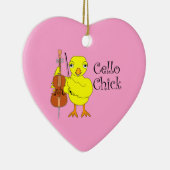 Cello Chick Tekst Keramisch Ornament (Rechts)