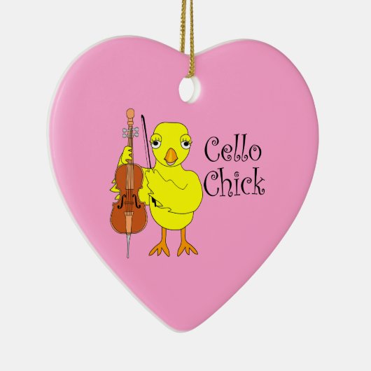 Cello Chick Tekst Keramisch Ornament (Rechts)