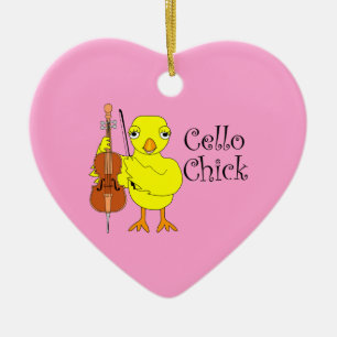 Cello Chick Tekst Keramisch Ornament
