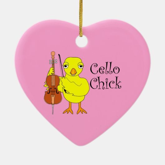 Cello Chick Tekst Keramisch Ornament (Achterkant)