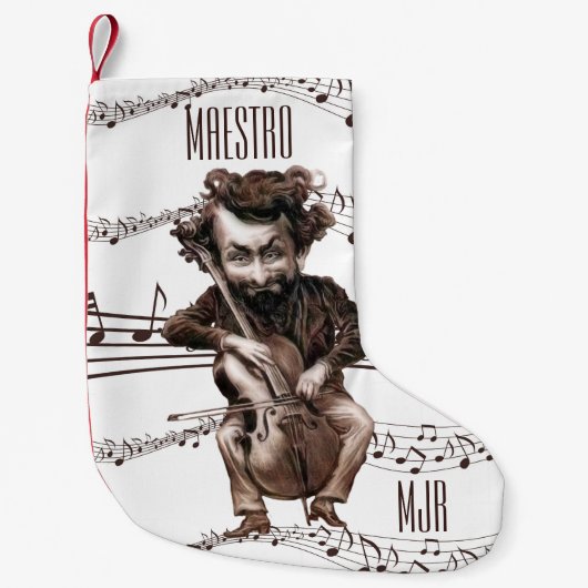 Cello Chops |  musicus | met monogram Kleine Kerstsok (Voorkant)