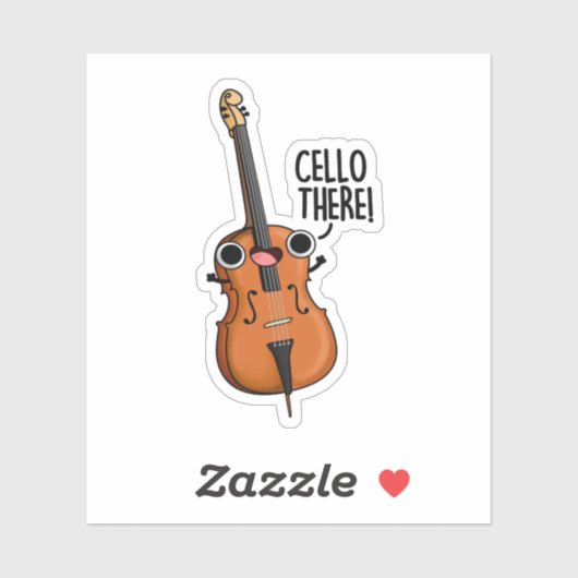 Cello Daar Cute Music Pun Sticker (Vel)