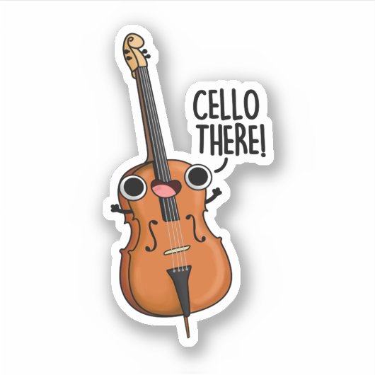 Cello Daar Cute Music Pun Sticker (Voorkant)