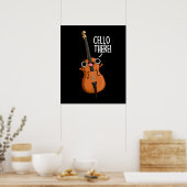 Cello Daar Funny Music Pun Dark BG Poster (Keuken)