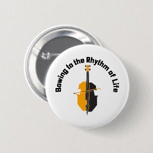 Cello die zich buigt naar het ritme van het leven ronde button 5,7 cm