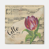 Cello Elegant Tulip  Sheet Music Magneet (Voorkant)