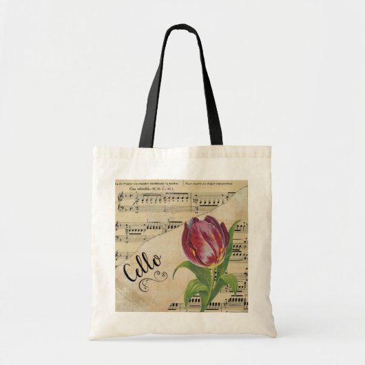 Cello Elegant Tulip Sheet Music Tote Bag (Voorkant)
