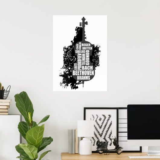 Cello en componisten poster (Thuiskantoor)