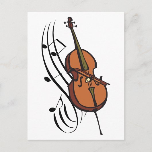 Cello en Muziek Briefkaart (Voorkant)