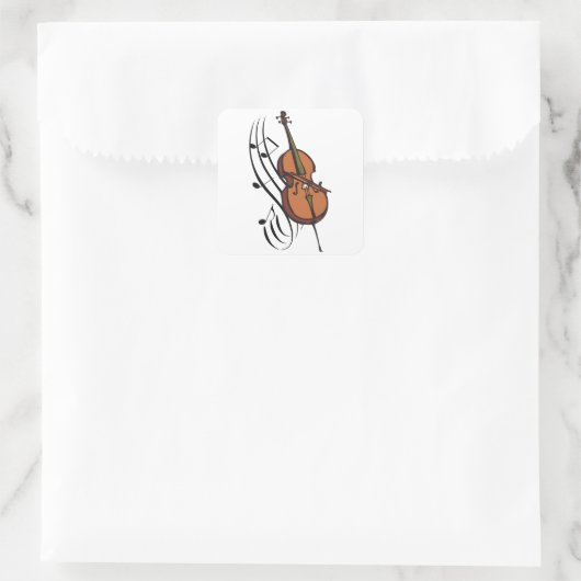 Cello en Muziek Vierkante Sticker (Tas)