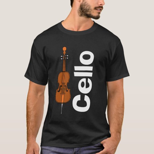 Cello en witte tekst t-shirt (Voorkant)