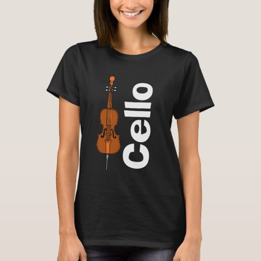 Cello en witte tekst t-shirt (Voorkant)