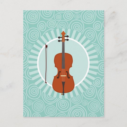 Cello Fun Turquoise Spiraal Muziek Briefkaart (Voorkant)