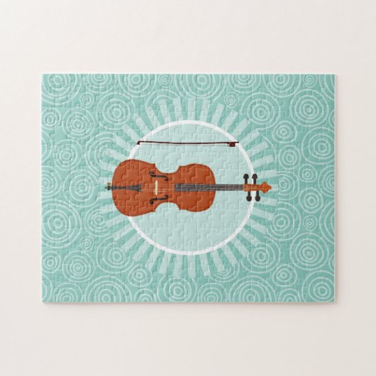 Cello Fun Turquoise Swirl Music Legpuzzel (Horizontaal)