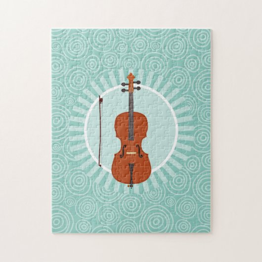 Cello Fun Turquoise Swirl Music Legpuzzel (Verticaal)