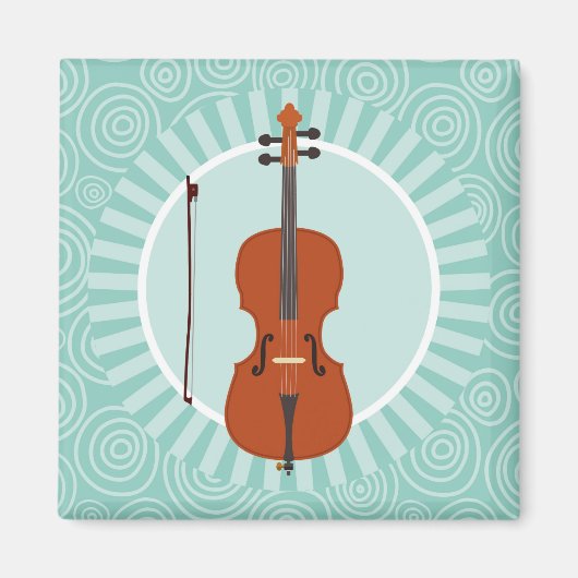 Cello Fun Turquoise Swirl Music Magneet (Voorkant)
