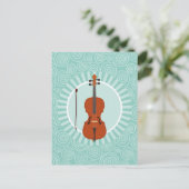Cello Fun Turquoise Swirl Muziek Briefkaart (Staand voorkant)