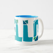 Cello gebarsten tweekleurige koffiemok (Voorkant rechts)