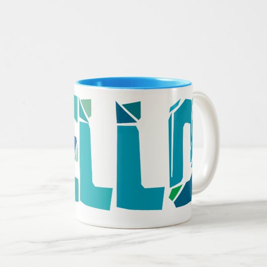 Cello gebarsten tweekleurige koffiemok (Voorkant rechts)