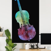 Cello, gekleurd poster (Thuiskantoor)