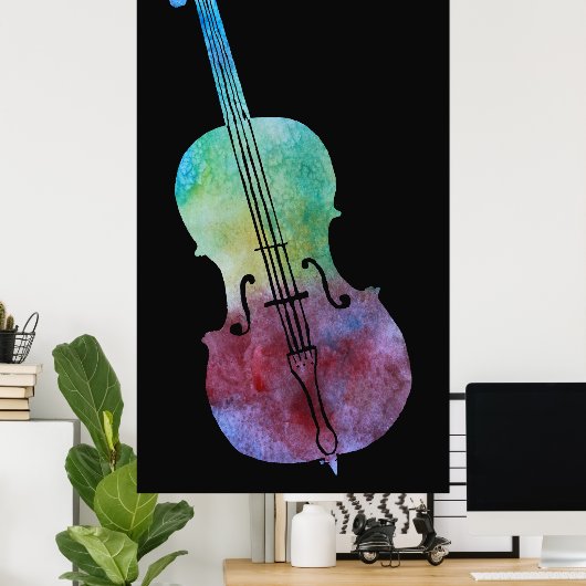 Cello, gekleurd poster (Thuiskantoor)