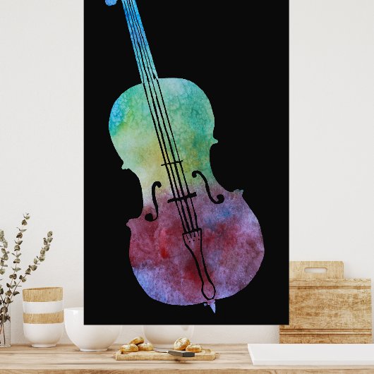 Cello, gekleurd poster (Keuken)