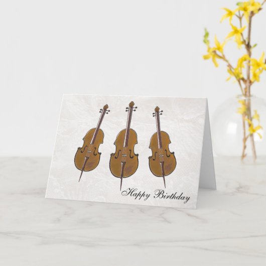 cello gelukkige verjaardag kaart (Gele Bloem)