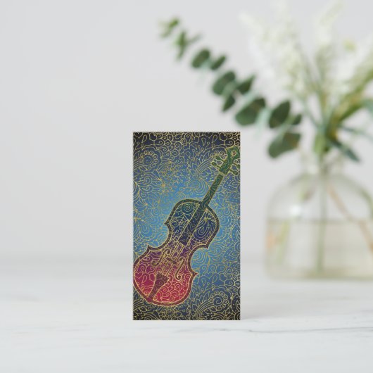 Cello Gold Filigree - Colorful Music Visitekaartje (Staand voorkant)