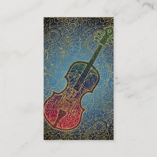 Cello Gold Filigree - Colorful Music Visitekaartje (Voorkant)