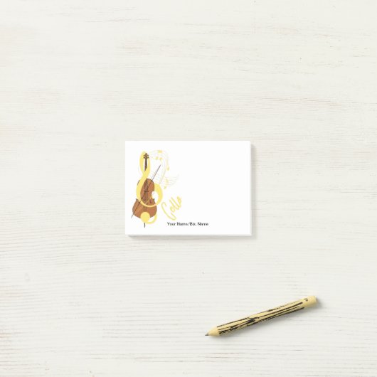 Cello Graphic Musician Music Theme Post-it® Notes (Op bureau)