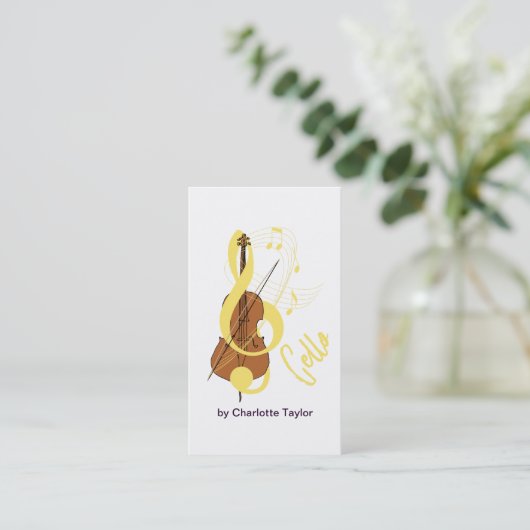 Cello Graphic Musician Music Theme Visitekaartje (Staand voorkant)