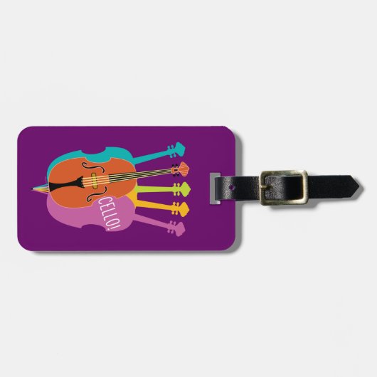 Cello Hallo Musical Instruments Colorful Cellos Bagagelabel (Voorkant horizontaal)