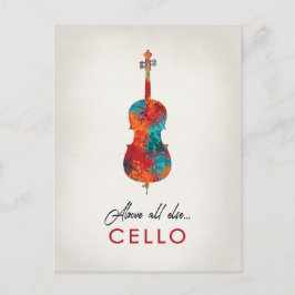 Cello - Helder Kleurrijke Muziek Briefkaart