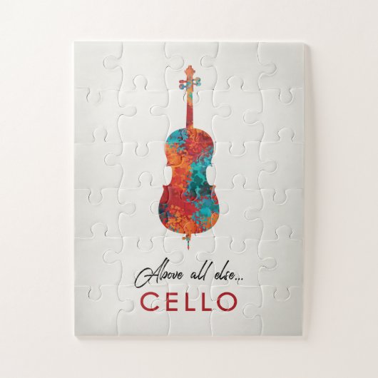 Cello - Helderkleurige muziek Legpuzzel (Verticaal)