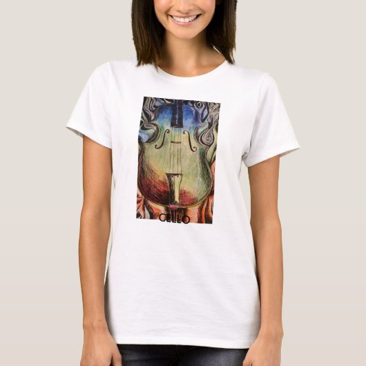 Cello in brand t-shirt (Voorkant)