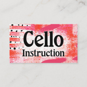 Cello Instruction Lessons Hot Pink Visitekaartjes