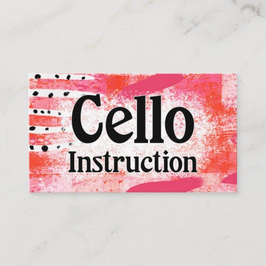 Cello Instruction Lessons Hot Pink Visitekaartjes (Voorkant)