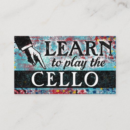 Cello Lessons Visitekaartjes - Blauw rood (Voorkant)