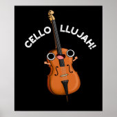 Cello-llujah Funny Cello Pun Dark BG Poster (Voorkant)