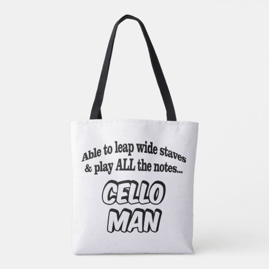 Cello Man - Muziek superheld Tote Bag (Achterkant)