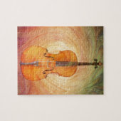 Cello met een warme kleurrijke getextureerde achte legpuzzel (Horizontaal)