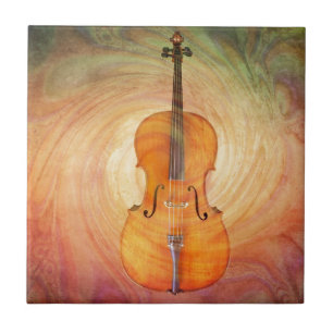 Cello met een warme kleurrijke getextureerde achte tegeltje